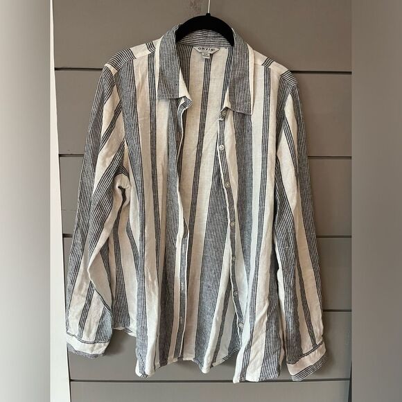 Orvis Classic Collection Long Sleeve Striped Linen Blend Button Down Shirt Sz M - Picture 9 of 11